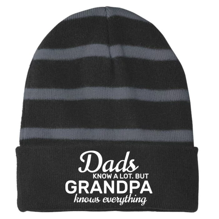 Dads Know A Lot But Grandpa Knows Everything Striped Beanie with Solid Band