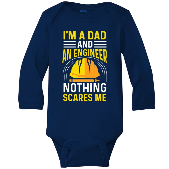 Dad And Engineer Hardworking Dad Great Gift Baby Long Sleeve Bodysuit