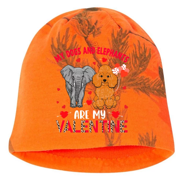 Dogs And Elephants Are My Valentine Poodle With Elephant Gift Kati - Camo Knit Beanie