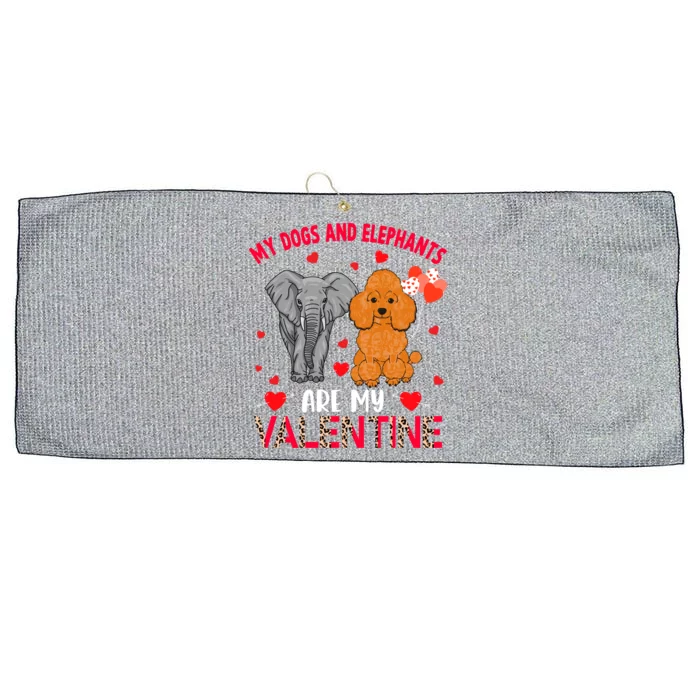 Dogs And Elephants Are My Valentine Poodle With Elephant Gift Large Microfiber Waffle Golf Towel