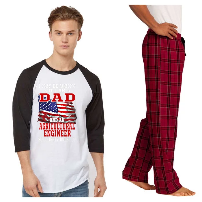 Dad Agricultural Engineer American Flag Funny Patriotic Gift Raglan Sleeve Pajama Set