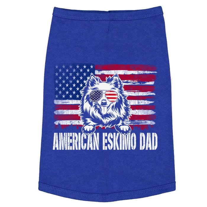 Distressed American Eskimo Dad Usa Flag Fathers Day Gift Doggie Tank