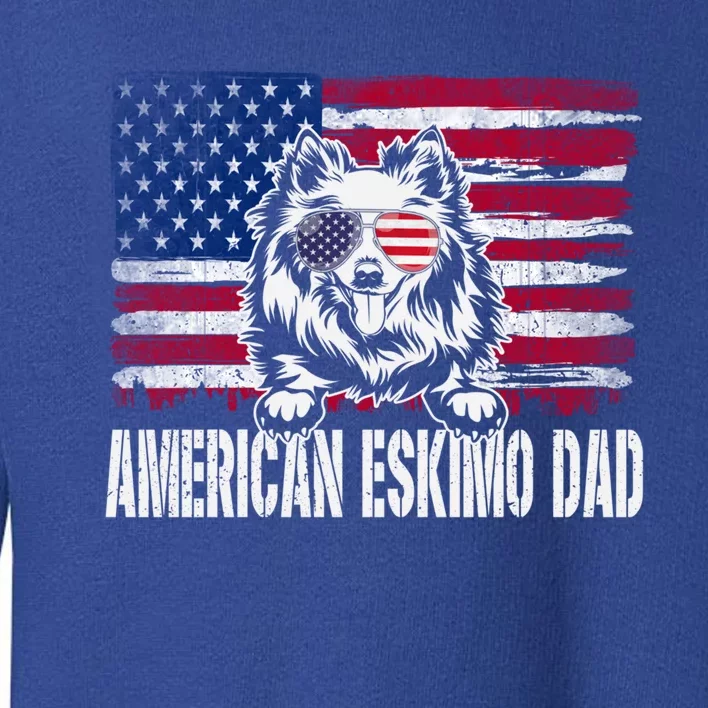 Distressed American Eskimo Dad Usa Flag Fathers Day Gift Toddler Sweatshirt