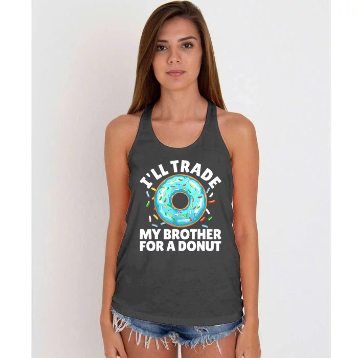 Donut Art For Boy Girl Brother Doughnut Lover Donuts Women's Knotted Racerback Tank