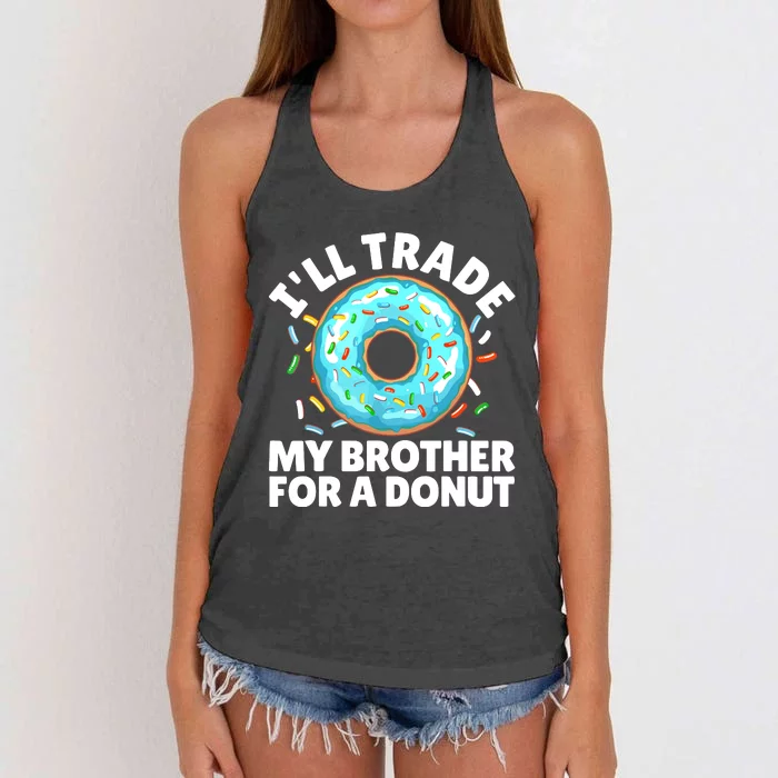 Donut Art For Boy Girl Brother Doughnut Lover Donuts Women's Knotted Racerback Tank