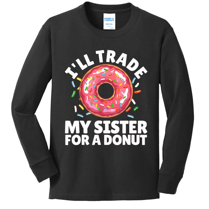 Donut Art For Boy Girl Sister Doughnut Lover Donuts Kids Long Sleeve Shirt