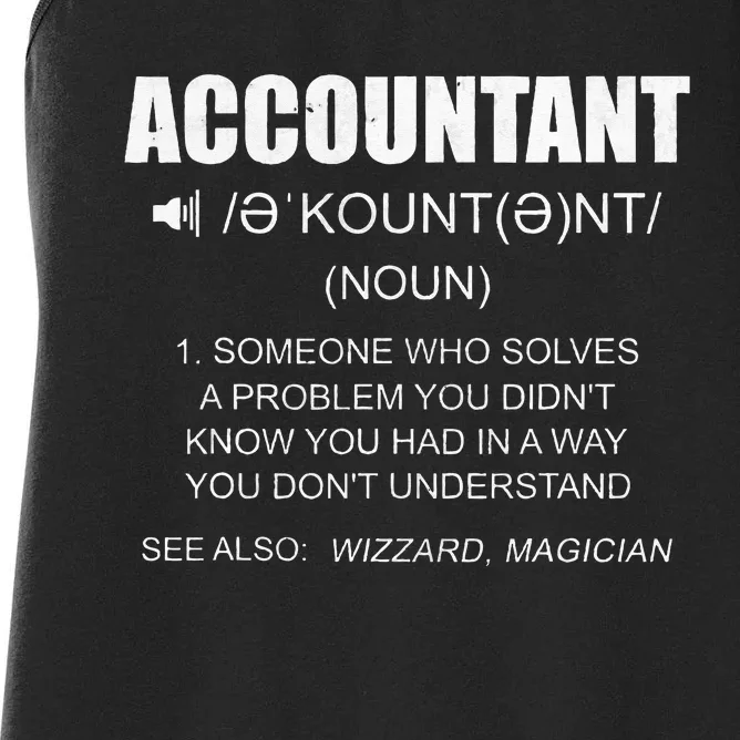 Definition Accountant Funny CPA Gift Taxation Audit Taxes Women's Racerback Tank