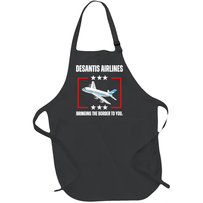 DeSantis Airlines Funny Political Meme DeSantis Airlines Full-Length Apron With Pocket