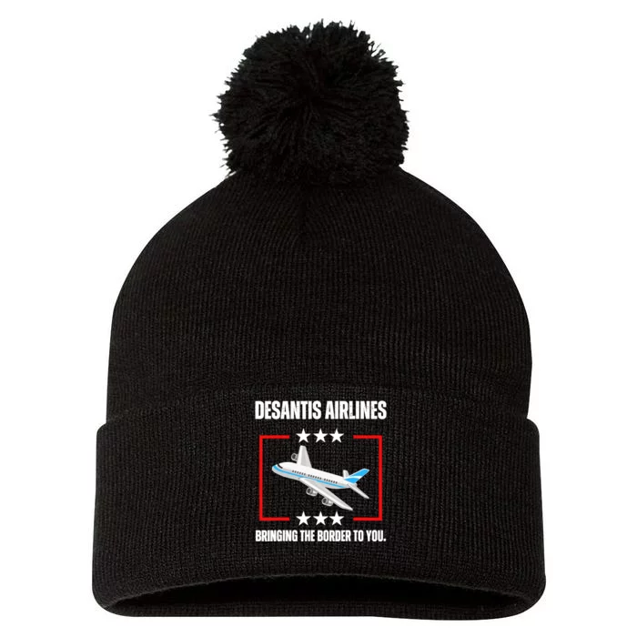 DeSantis Airlines Funny Political Meme DeSantis Airlines Pom Pom 12in Knit Beanie