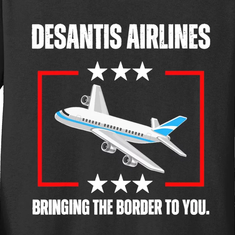 DeSantis Airlines Funny Political Meme DeSantis Airlines Kids Long Sleeve Shirt