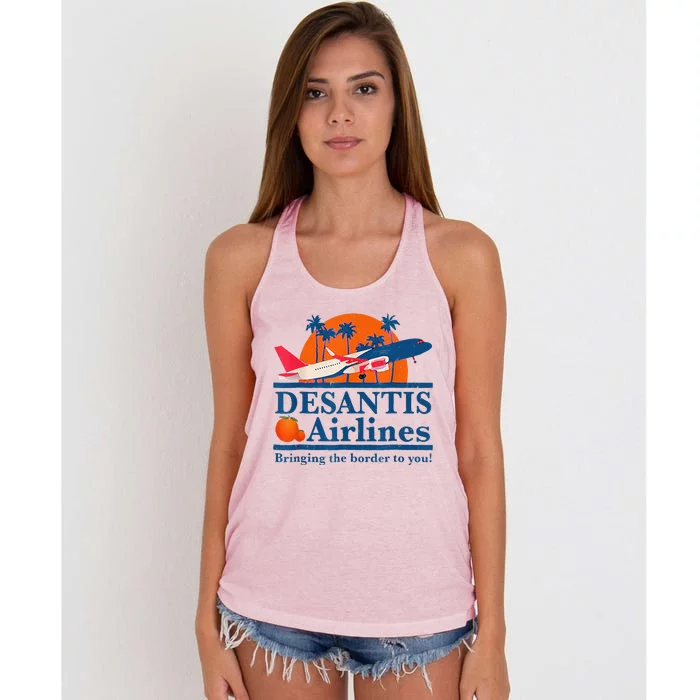 DeSantis Airlines Funny Political Meme Ron DeSantis Governor Women's Knotted Racerback Tank