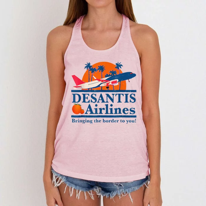 DeSantis Airlines Funny Political Meme Ron DeSantis Governor Women's Knotted Racerback Tank