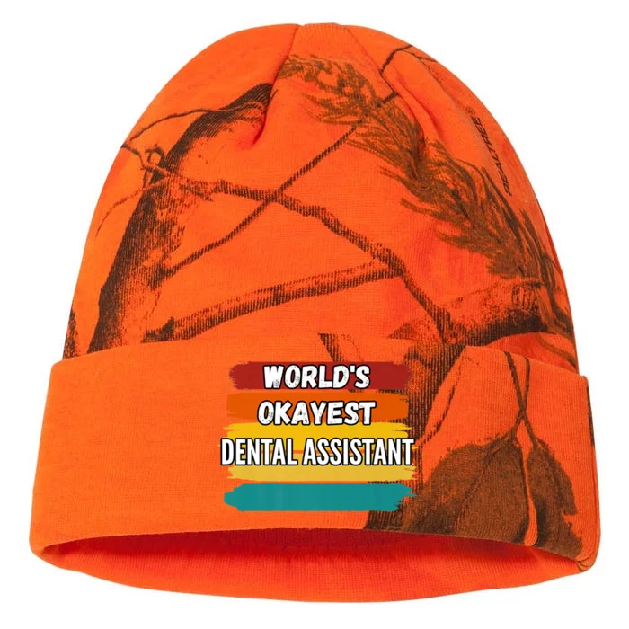 Dental Assistant Funny Gift Worlds Okayest Dental Assistant Gift Kati - 12in Camo Beanie