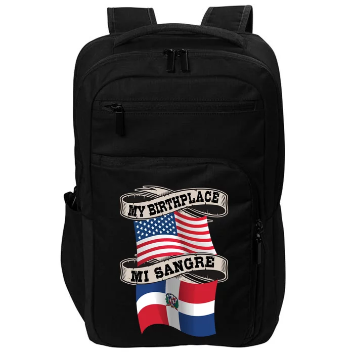 Dominican American Flag Half American Half Dominican Roots Gift Impact Tech Backpack