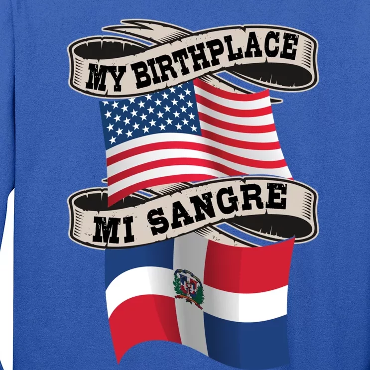 Dominican American Flag Half American Half Dominican Roots Gift Long Sleeve Shirt