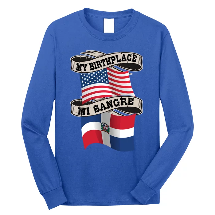 Dominican American Flag Half American Half Dominican Roots Gift Long Sleeve Shirt