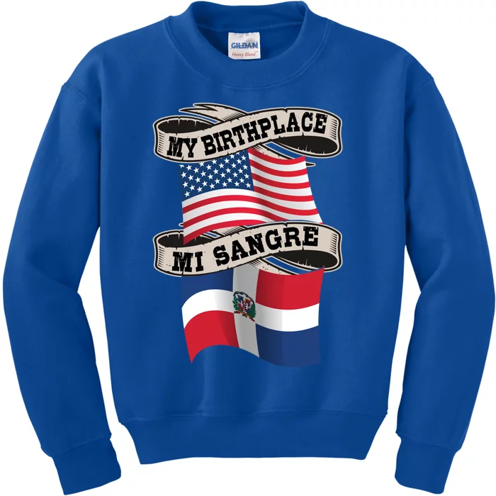 Dominican American Flag Half American Half Dominican Roots Gift Kids Sweatshirt