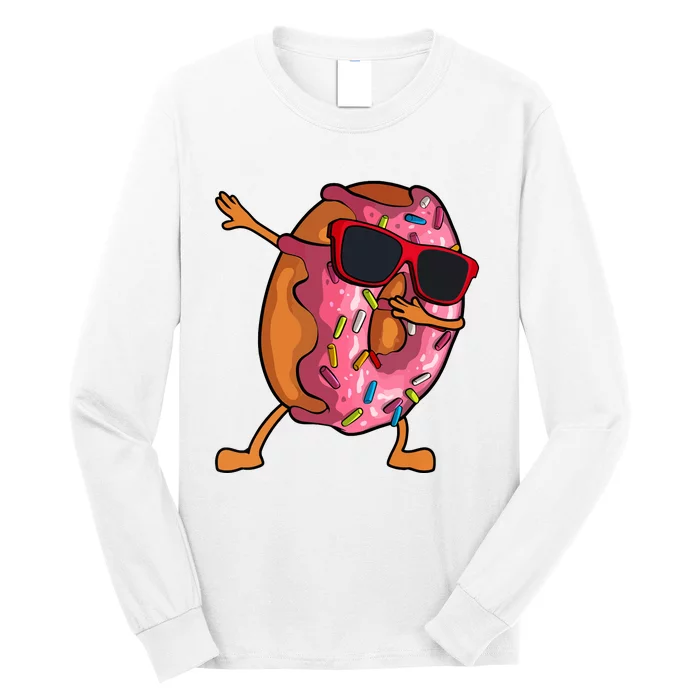 Donut Art For Women Dabbing Doughnut Donut Lover Long Sleeve Shirt