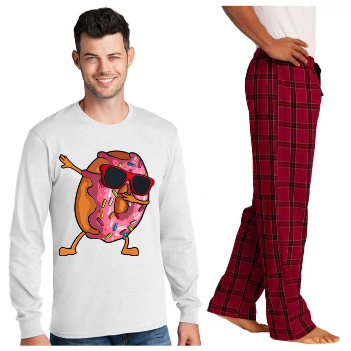 Donut Art For Women Dabbing Doughnut Donut Lover Long Sleeve Pajama Set