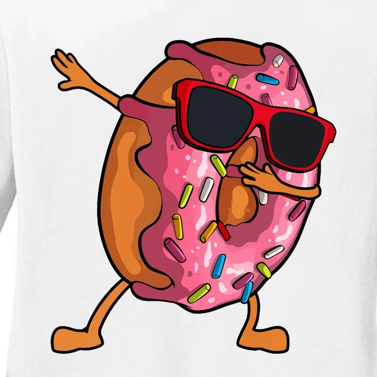 Donut Art For Women Dabbing Doughnut Donut Lover Ladies Long Sleeve Shirt