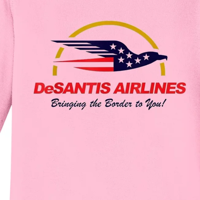 DeSantis Airlines Funny Political Meme DeSantis Airlines Ron DeSantis Baby Long Sleeve Bodysuit