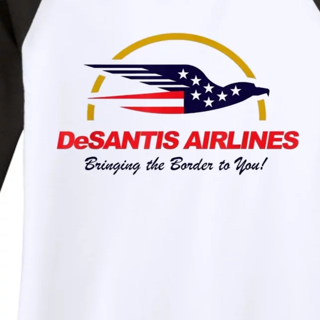 DeSantis Airlines Funny Political Meme DeSantis Airlines Ron DeSantis Women's Tri-Blend 3/4-Sleeve Raglan Shirt