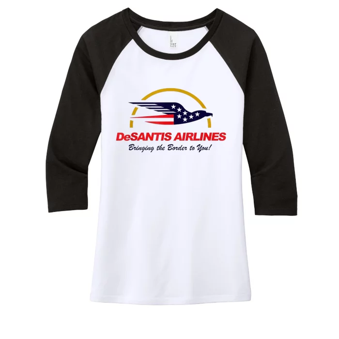 DeSantis Airlines Funny Political Meme DeSantis Airlines Ron DeSantis Women's Tri-Blend 3/4-Sleeve Raglan Shirt