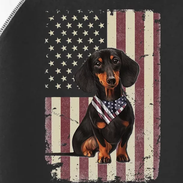 Dachshund American Flag Bandana 4th Of July Gifts Toddler Fine Jersey T-Shirt