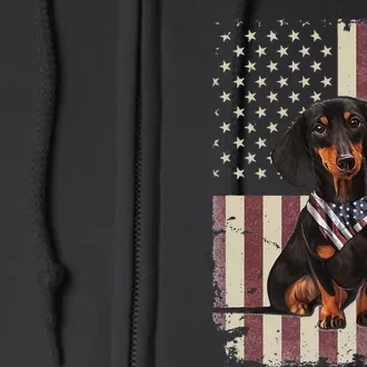 Dachshund American Flag Bandana 4th Of July Gifts Full Zip Hoodie