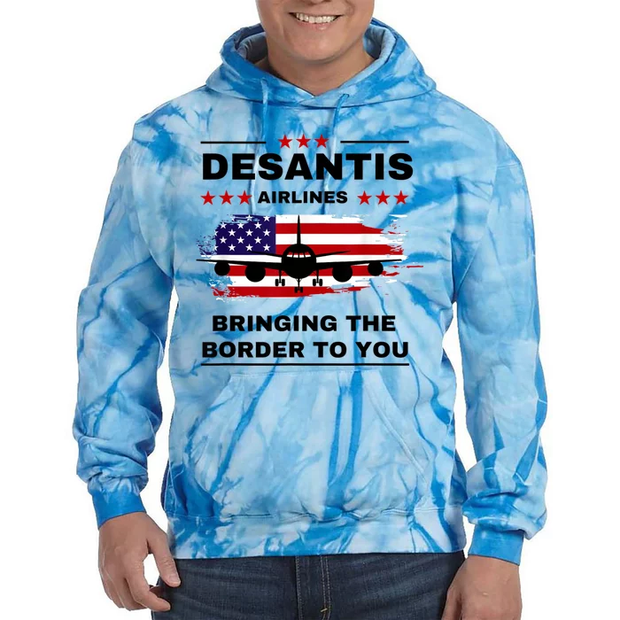 DeSantis Airlines Funny Political Meme Ron DeSantis USA Flag Tie Dye Hoodie