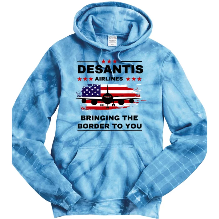 DeSantis Airlines Funny Political Meme Ron DeSantis USA Flag Tie Dye Hoodie