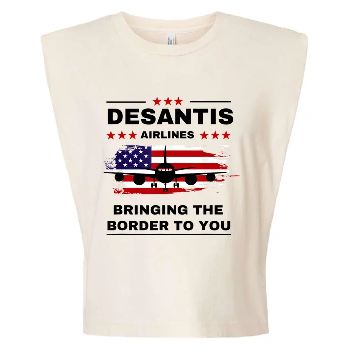 DeSantis Airlines Funny Political Meme Ron DeSantis USA Flag Garment-Dyed Women's Muscle Tee