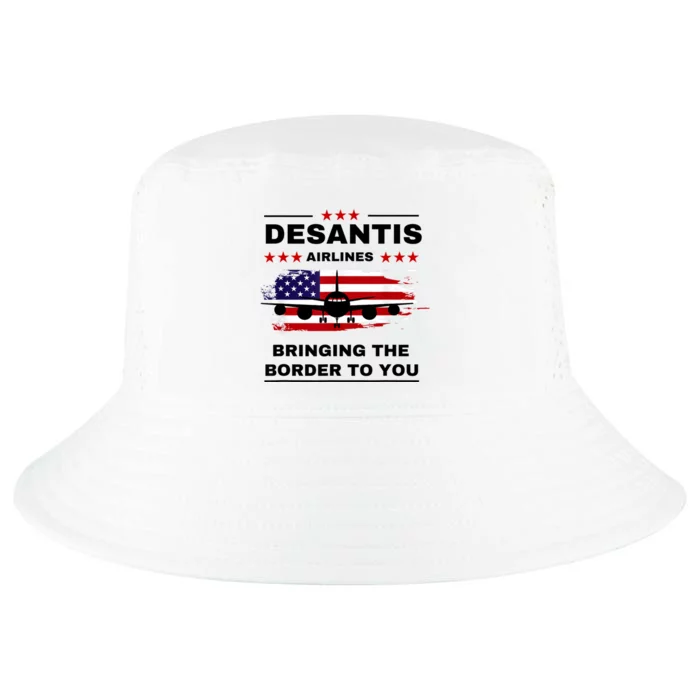 DeSantis Airlines Funny Political Meme Ron DeSantis USA Flag Cool Comfort Performance Bucket Hat