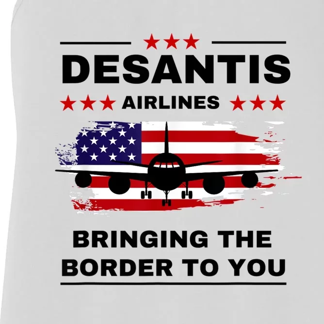 DeSantis Airlines Funny Political Meme Ron DeSantis USA Flag Women's Racerback Tank