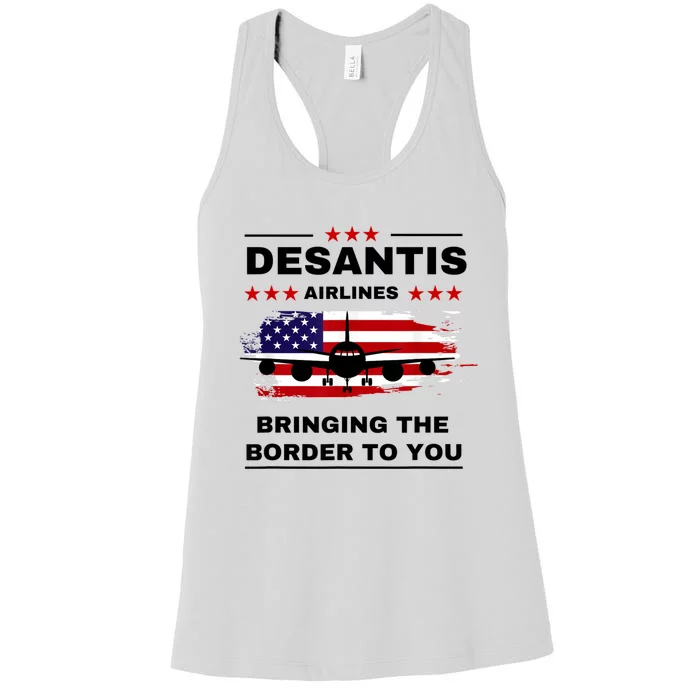 DeSantis Airlines Funny Political Meme Ron DeSantis USA Flag Women's Racerback Tank