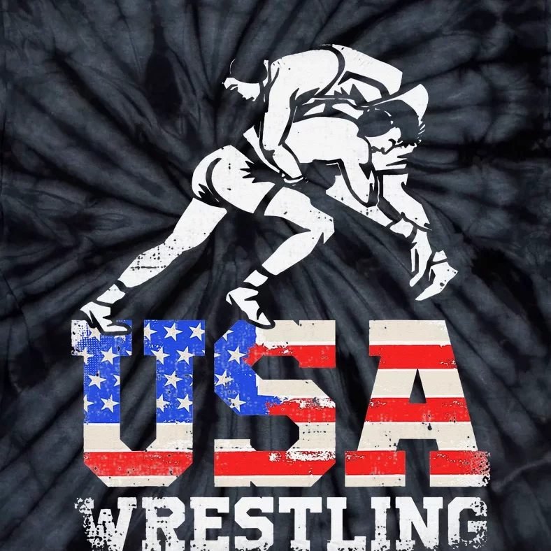 Distressed American Flag USA Wrestling Wrestler Wrestle Tie-Dye T-Shirt