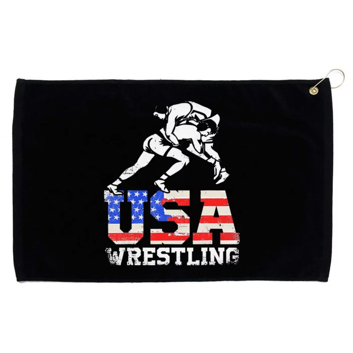 Distressed American Flag USA Wrestling Wrestler Wrestle Grommeted Golf Towel