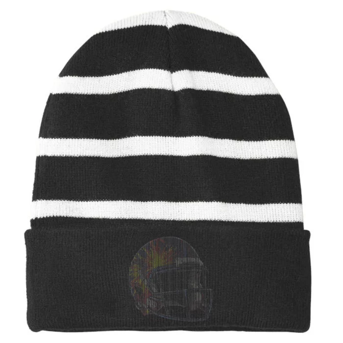 Dynamic American Football Helmet Striped Beanie with Solid Band