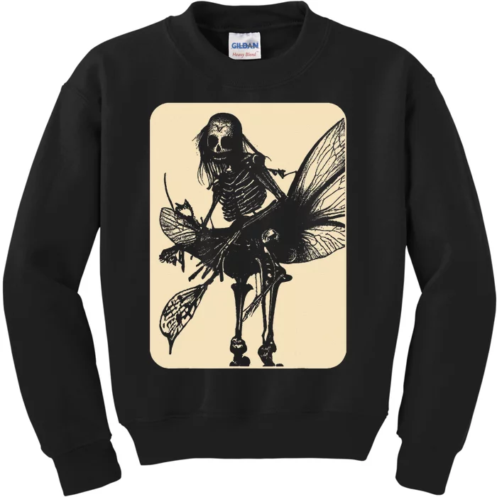 Dark Art Fairycore Butterfly Skeleton Kids Sweatshirt