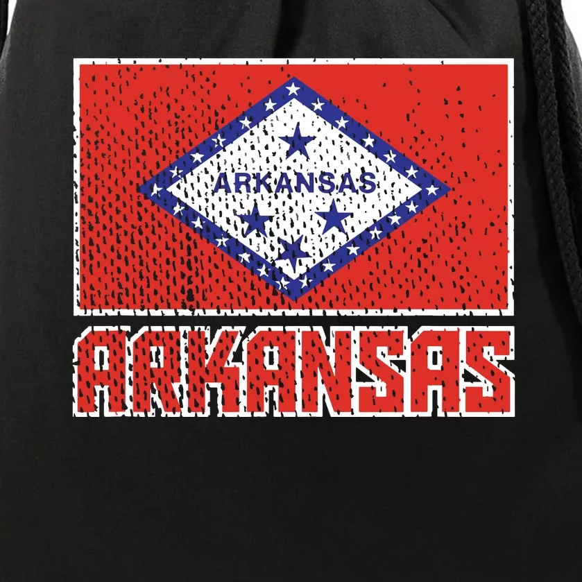 Distressed Arkansas Flag Drawstring Bag