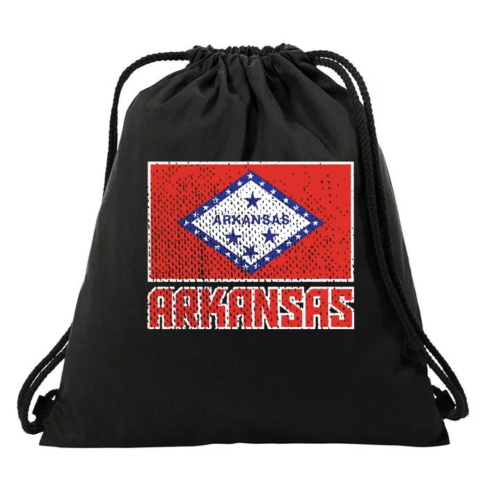 Distressed Arkansas Flag Drawstring Bag