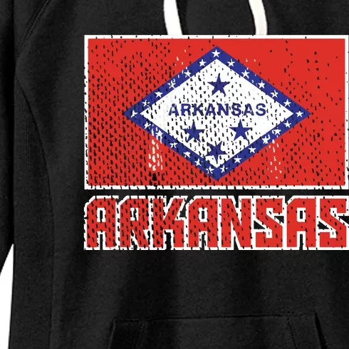 Distressed Arkansas Flag Women's Fleece Hoodie