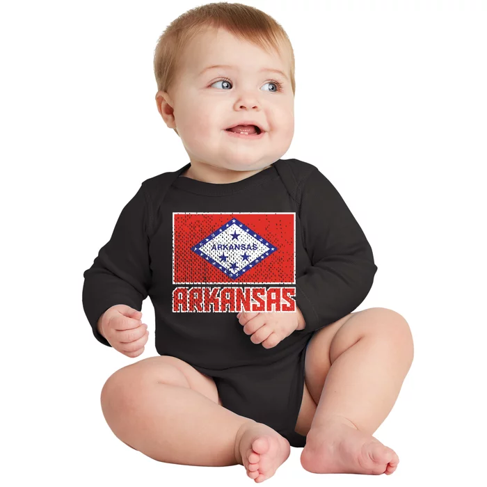 Distressed Arkansas Flag Baby Long Sleeve Bodysuit