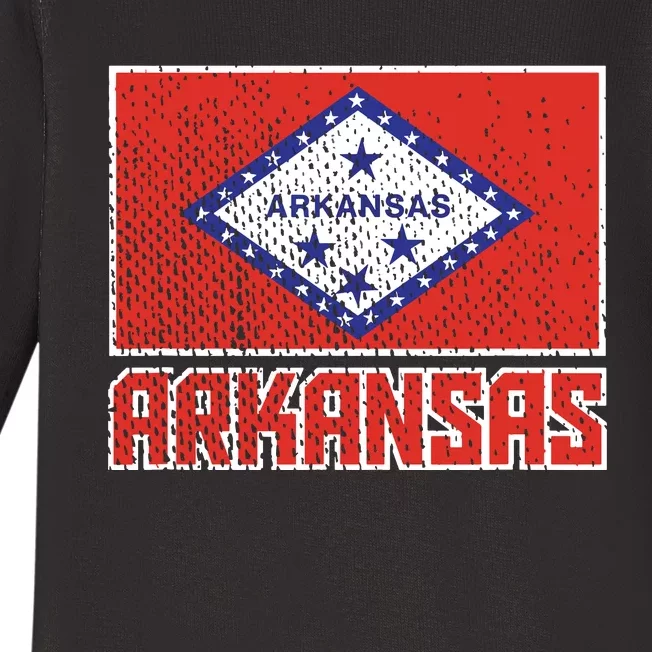 Distressed Arkansas Flag Baby Long Sleeve Bodysuit