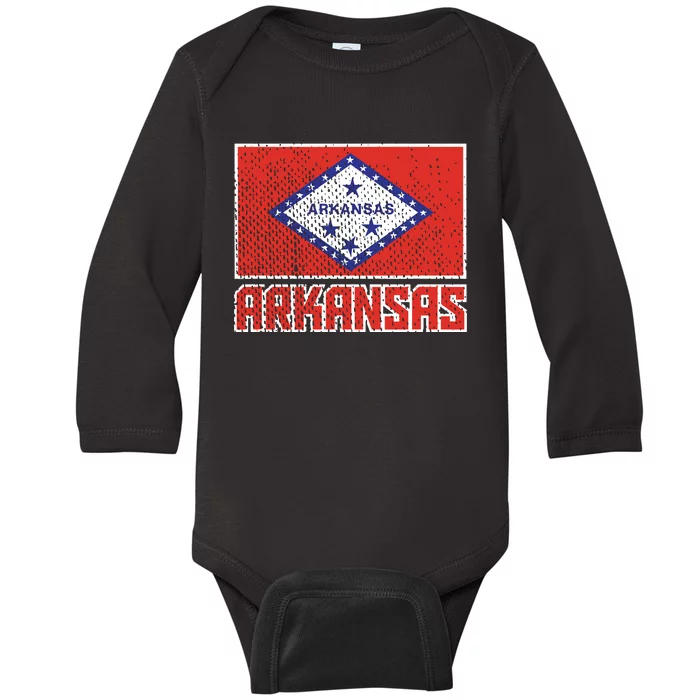 Distressed Arkansas Flag Baby Long Sleeve Bodysuit