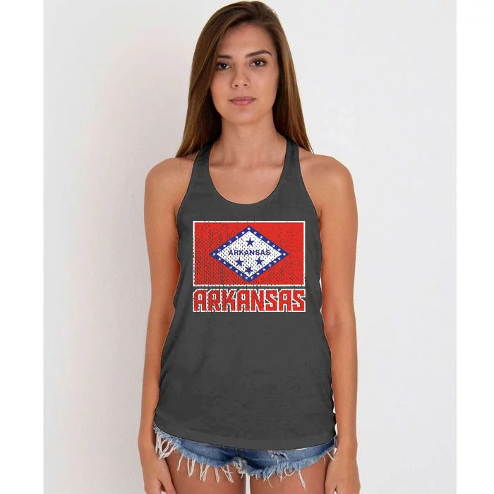 Distressed Arkansas Flag Women's Knotted Racerback Tank