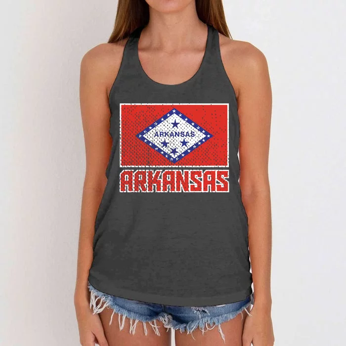 Distressed Arkansas Flag Women's Knotted Racerback Tank