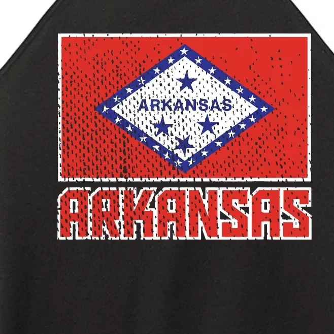 Distressed Arkansas Flag Women’s Perfect Tri Rocker Tank