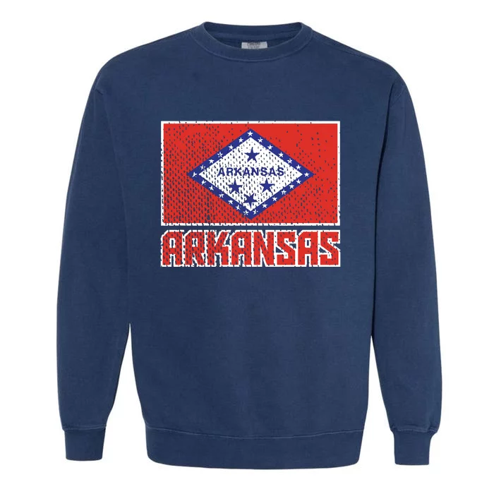 Distressed Arkansas Flag Garment-Dyed Sweatshirt