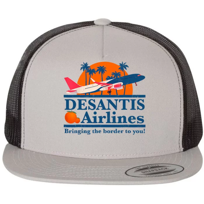 Desantis Airlines Funny Political Meme Ron Desantis Governor Flat Bill Trucker Hat